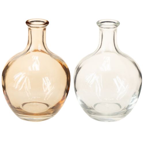 Produkt Szklana butelka mini wazonik bursztynowo-przezroczysty Ø7,5cm wys.11cm 4 szt.