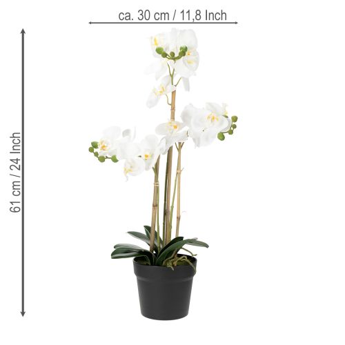 Produkt Sztuczna orchidea w doniczce, która stworzy harmonijną atmosferę, biała, 60 cm