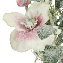 Produkt Sztuczna róża świąteczna w szkle, kwiaty sztuczne do zawieszenia, wys. 22 cm