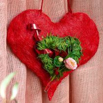 Produkt Sizalowa dekoracja serca z włóknami sizalowymi w kolorze czerwonym 40x40cm