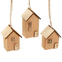 Produkt Ozdoba dekoracyjna choinkowa domek czerwono-brązowy naturalny 6 cm 9 sztuk