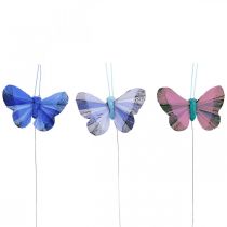 Produkt Deco motyle piórka motyl różowe, niebieskie 6cm 24szt