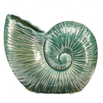 Produkt Wazon dekoracyjny z muszli ślimaka ceramiczny zielony 18x8,5x15,5cm