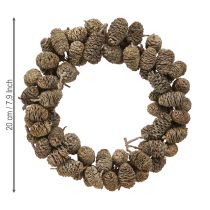 Produkt Wieniec z szyszek olchowych do zawieszenia, bielony, Ø18cm