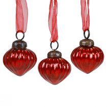 Produkt Ozdoby świąteczne szklane wieszaki dekoracyjne szkło czerwone 3,5×4cm 12szt
