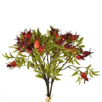 Produkt Ozdoba z dzikiej róży czerwone sztuczne gałązki róży 48cm 3 sztuki