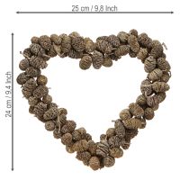 Produkt Ozdoba serce w kształcie stożka serce olcha szyszka bielona 24cm