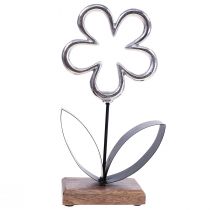Metalowa dekoracja kwiatowa srebrna czarna dekoracja stołu wiosna W36cm