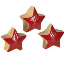 Produkt Dekoracja dekoracyjna Mini Stars Red Mango Wood Scatter z drewna, 9 szt., Ø3 cm