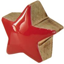 Produkt Dekoracja dekoracyjna Mini Stars Red Mango Wood Scatter z drewna, 9 szt., Ø3 cm
