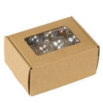 Produkt Miniaturowe bombki szklane świąteczne, opalizujące, przezroczyste, 3 cm, 22 sztuki