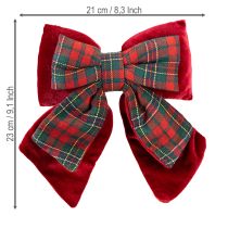 Produkt Czerwona szkocka krata aksamitna kokarda do użytku wewnątrz 21×23 cm