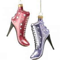 Produkt Ozdoba choinkowa szklane buty różowe, fioletowe 10,5cm 2szt