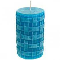 Produkt Świece filarowe Rustic, świece koszyczek wzór, świece woskowe turkus 110/65 2szt.