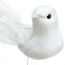 Produkt Białe gołębie, ślubne, ozdobne gołąbki, ptaszki na drucie W6cm 6szt