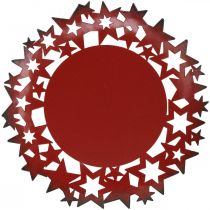 Produkt Talerz bożonarodzeniowy metalowy talerz dekoracyjny z czerwonymi gwiazdkami Ø34cm