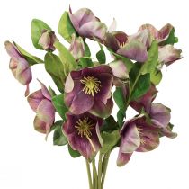 Produkt Róże świąteczne Sztuczna róża śnieżna Fioletowy kwiat L35cm 6 szt