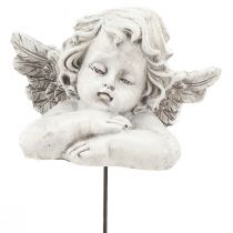 Aniołek dekoracyjny na patyczku Dekoracyjna dekoracja nagrobna szaro-biała W6,5cm 3 sztuki