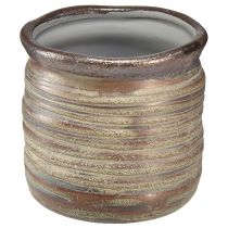 Produkt Donica dekoracyjna ceramiczna metaliczna brązowo-szara 10,5×10cm 2szt