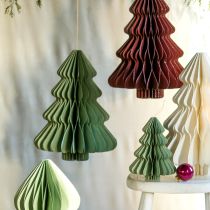 Produkt Dekoracyjna choinka papierowa wisząca świąteczna miętowo-srebrna wys. 40cm 2 szt.