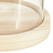 Produkt Szklany dzwonek szklany z nadprożem i podstawą z przezroczystego drewna Ø14cm W28,5cm