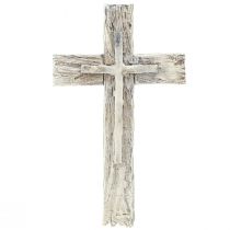 Dekoracja nagrobna krzyż rustykalny szary biały poliresin 12×7cm 6szt