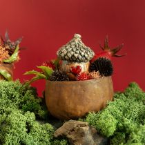 Domek ceramiczny żołędzie dekoracyjne żołędzie z motywem serca brązowy 6cm - jesienna dekoracja stołu - 6 sztuk
