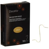 Produkt Złote haczyki do dekoracji, zawieszki kulkowe - eleganckie wieszaki na bombki i dekoracje świąteczne - 50 sztuk
