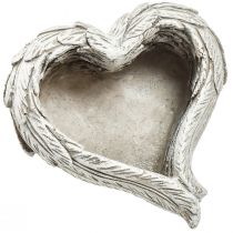 Produkt Serce roślinne Pióra odlane kamienne serce szare białe 13×12×6cm 2szt