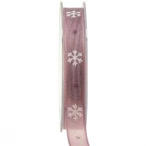 Produkt Wstążka dekoracyjna płatki śniegu Wstążka ozdobna różowa W15mm D15m
