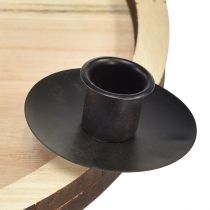 Produkt Świecznik sztyftowy z drewnianą tacą – naturalny i czarny, Ø 33 cm – ponadczasowy design pasujący do dekoracji każdego stołu
