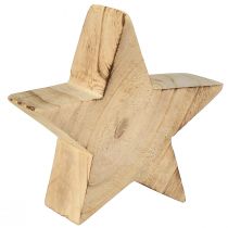 Produkt Rustykalna gwiazda dekoracyjna z drewna paulowni - naturalny wzór, Ø 15 cm, grubość 6 cm - wszechstronna dekoracja drewniana - 2 sztuki