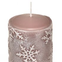 Produkt Świece pieńkowe świece różowe płatki śniegu 100/65mm 4szt