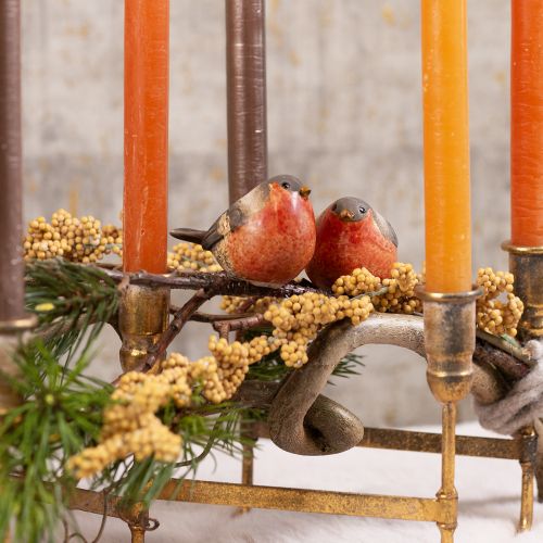 Zestaw 4 figurek ceramicznych Robin - czerwone i naturalne odcienie, 5,4 cm - idealne do ogrodu i domu
