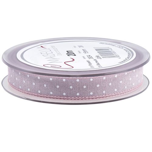 Produkt Wstążka prezentowa różowa wstążka dekoracyjna w kropki 15mm 20m