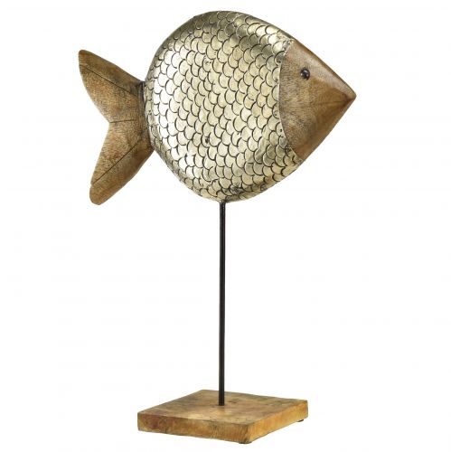Produkt Drewniana metalowa rybka ozdobna morska mosiądz 33x11,5x37cm