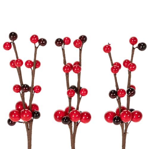 Produkt Sztuczna gałązka z czerwonymi jagodami, 15cm, 6 szt.