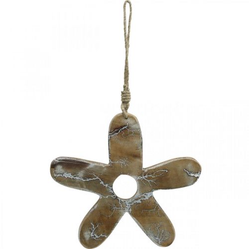 Produkt Kwiatek do powieszenia, dekoracja drewniana ze wzorem, dekoracja wiosenna naturalna, biała W19,5cm