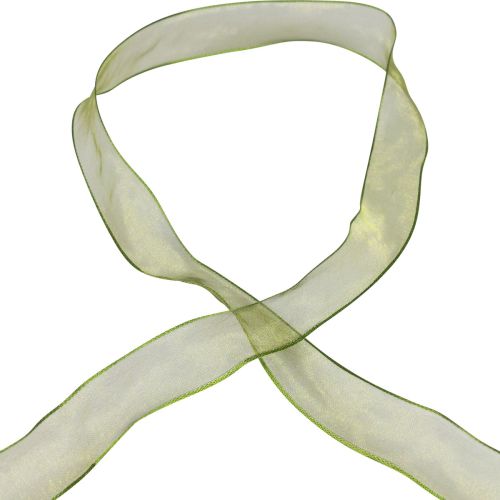 Produkt Wstążka szyfonowa z organzy Wstążka ozdobna z organzy w kolorze zielonym 15mm 20m