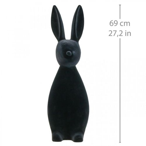 Floristik24 Deco Bunny Czarny Deco Easter Bunny Flokowany W69cm