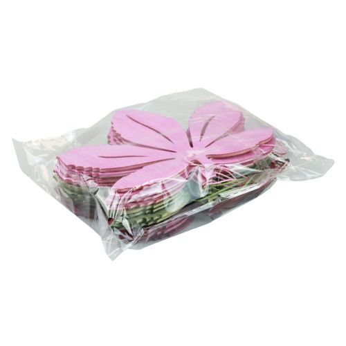 Produkt Wieszak dekoracyjny drewniany jesienne liście różowy fioletowy zielony 12x10cm 12szt