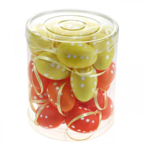 Produkt Mini pisanka do zawieszenia w kropki żółty, czerwony, pomarańczowy wys. 4cm 24 szt