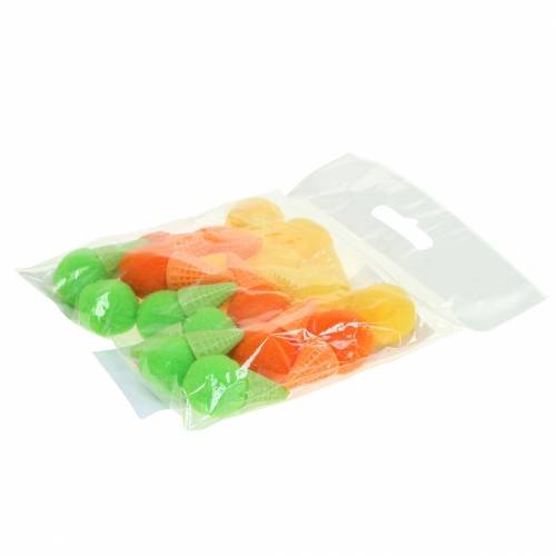 Produkt Lody w waflu sztucznym zielonym, żółtym, pomarańczowym mix 3,5cm 18 szt