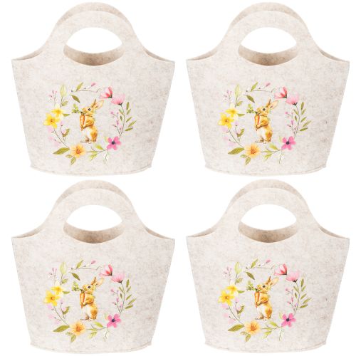 Produkt Torebka filcowa z uroczym zajączkiem wielkanocnym, idealna na wiosnę i lato, 27 cm, 4 sztuki