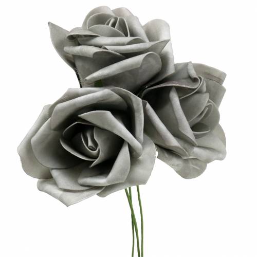 Róża piankowa Ø10cm szara 8szt