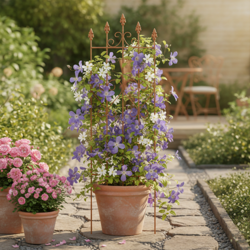 Produkt Kratka z motywem serca, pomoc do pnącza w stylu romantycznym na ścieżki ogrodowe lub tarasy, 101 cm