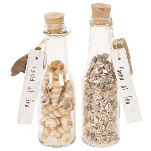 Produkt Dekoracja na butelkę szklaną z muszlami i zawieszką, marynistyczna dekoracja stołu, 17 cm, 2 sztuki