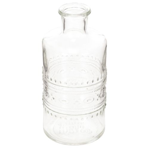 Produkt Butelka szklana z wzorem, cylindryczna, przezroczysta, wazon dekoracyjny, 15 cm, 6 szt.