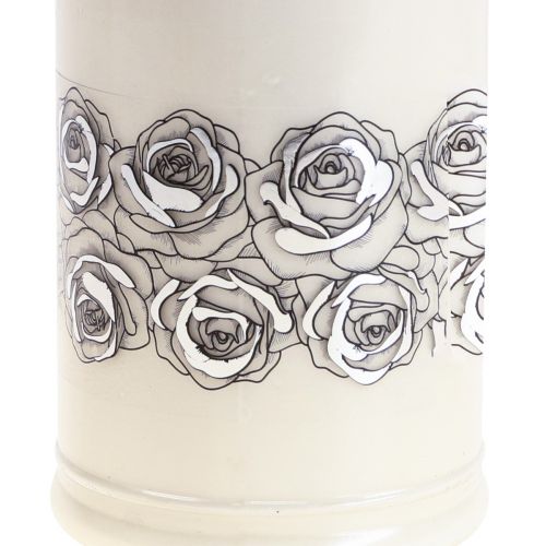 Produkt Świeca nagrobna białe róże srebrna lampka żałobna Ø7cm W18cm 77h