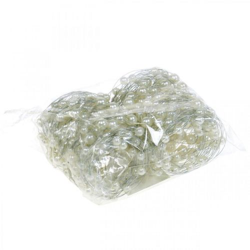 Floristik24 Dekoracja ślubna, ozdobny sznur pereł, girlanda z perełkami, drut ozdobny 2,5m 2szt